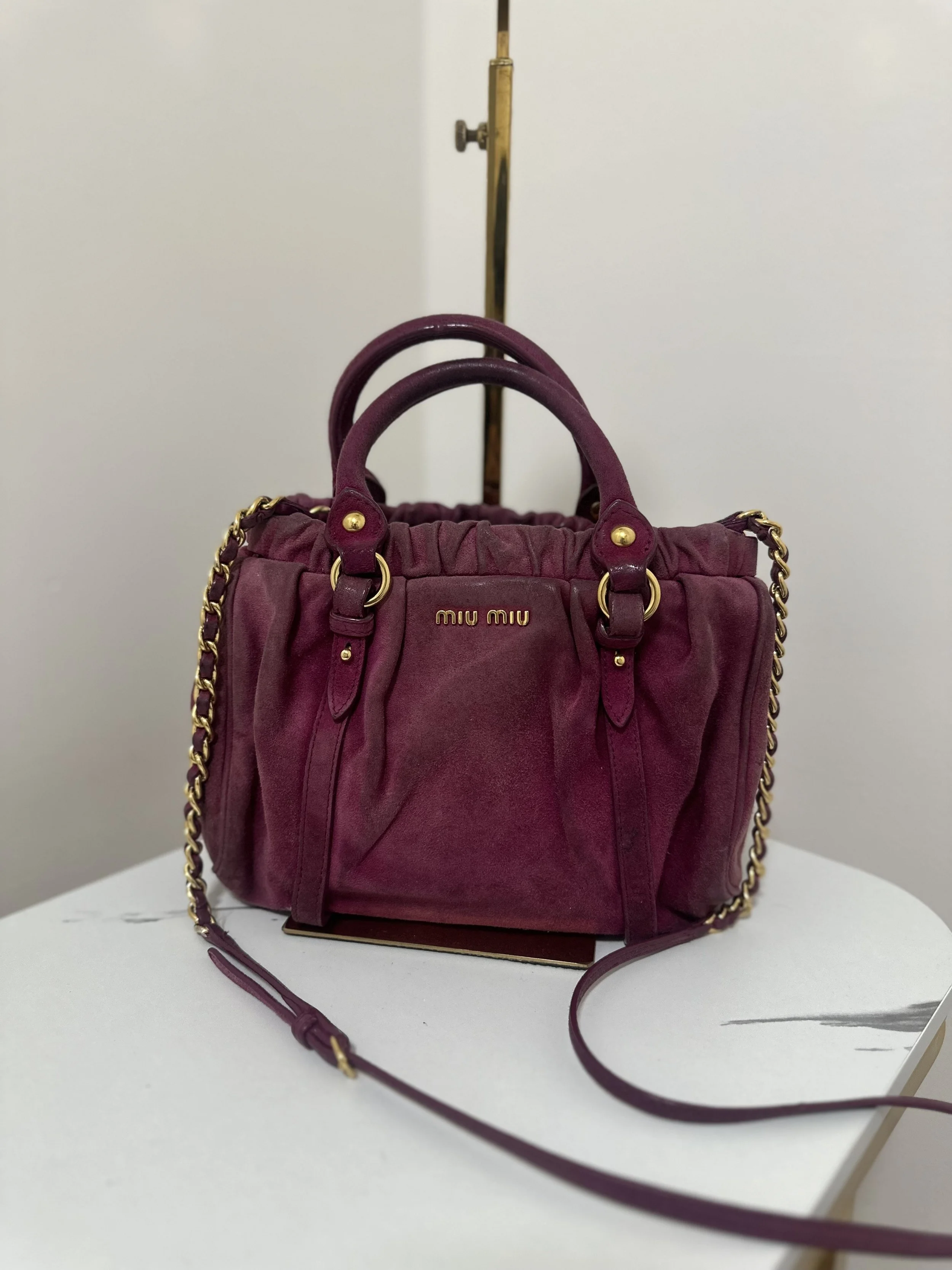 バッグ miu miu vitello lux Brown y2k hand bag Miu Miu VITELLO LUX 2way Handbag Shoulder bag Leather Brown